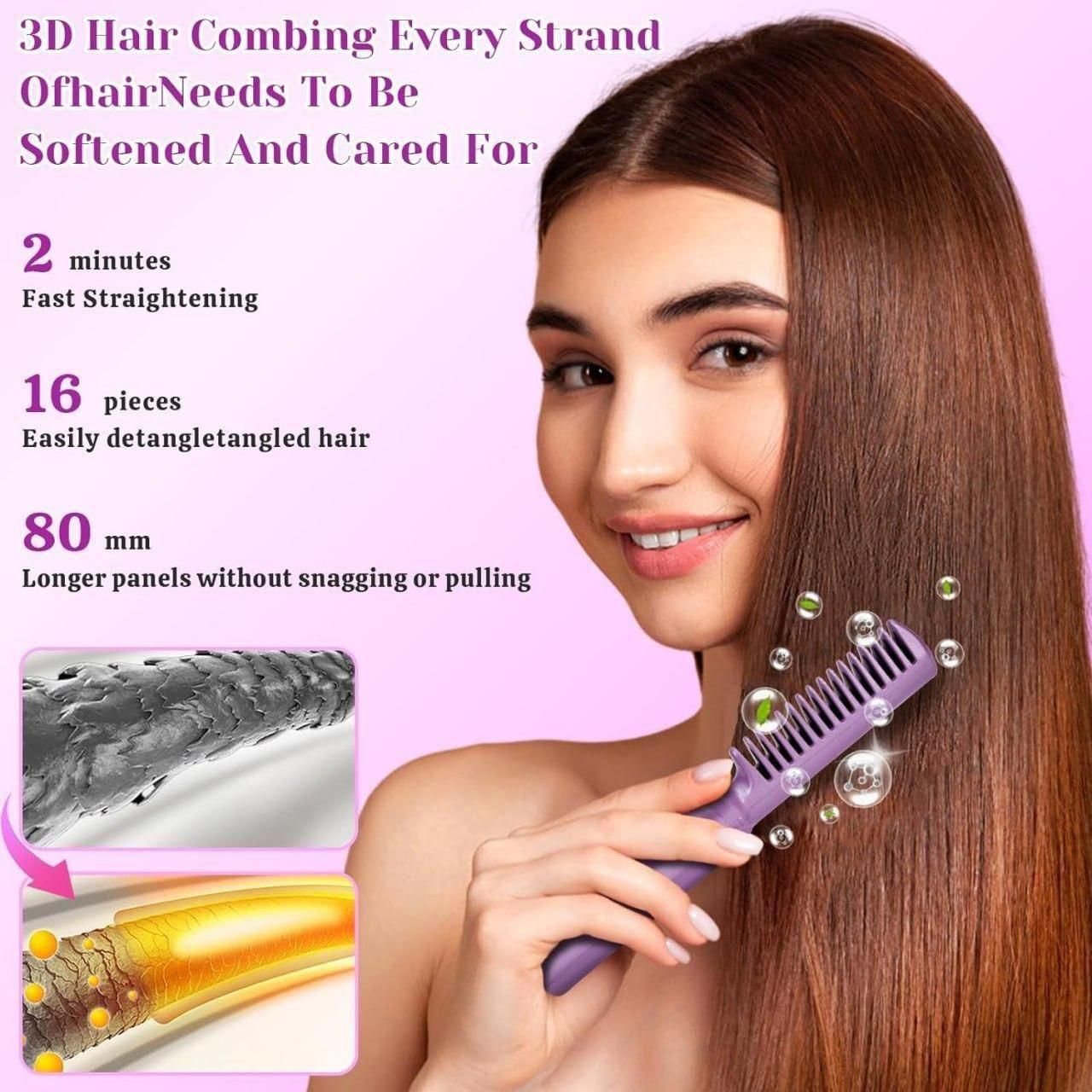 Portable Hair Straightener Cordless & Rechargeable Mini Adjustable Hair Straightener Hot Comb Quick & Easy Styling
